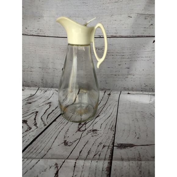 Log Cabin Syrup Pitcher Glass Bottle Eagle Brown Yellow Vintage Kitchen - Picture 6 of 7